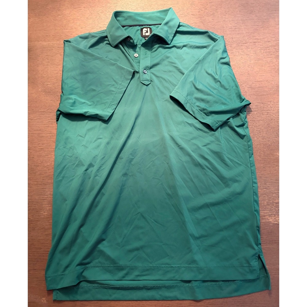 FootJoy Mens Performance Golf Polo Shirt Teal Green Short Sleeve FJ Logo L - Picture 5 of 7